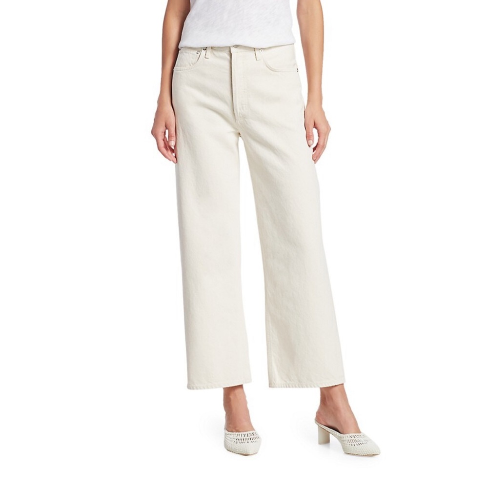 AGOLDE Cream Wide Leg Jeans